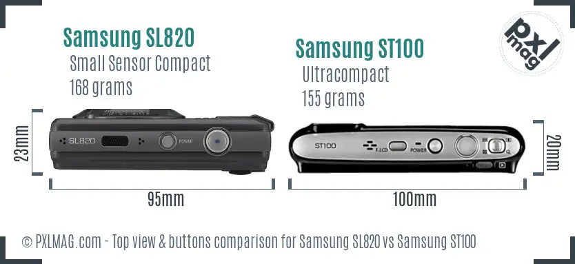 Samsung SL820 vs Samsung ST100 top view buttons comparison
