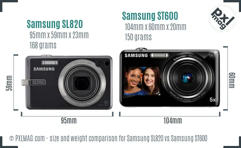 Samsung SL820 vs Samsung ST600 size comparison