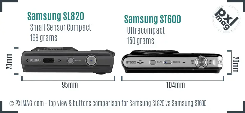 Samsung SL820 vs Samsung ST600 top view buttons comparison