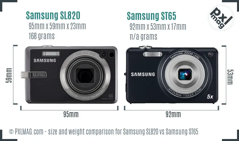 Samsung SL820 vs Samsung ST65 size comparison