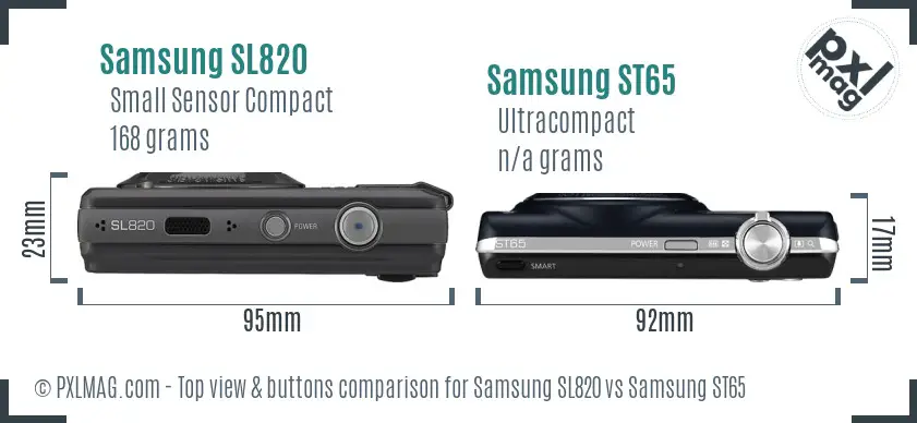 Samsung SL820 vs Samsung ST65 top view buttons comparison
