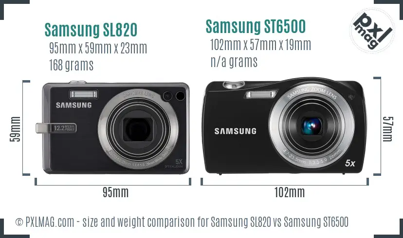 Samsung SL820 vs Samsung ST6500 size comparison