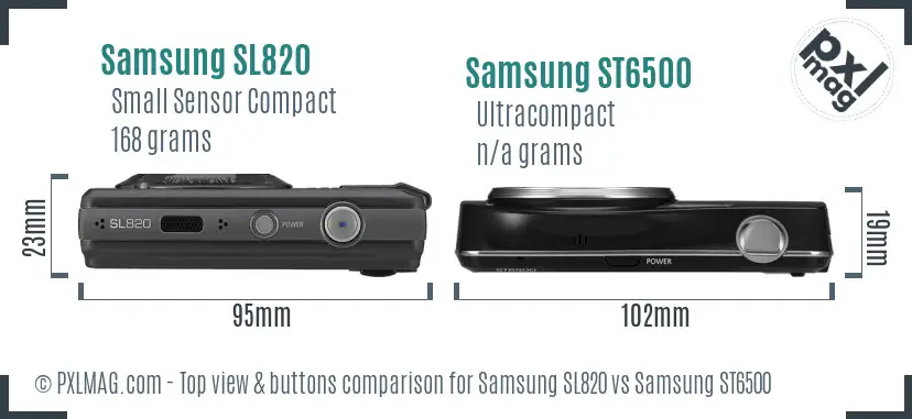 Samsung SL820 vs Samsung ST6500 top view buttons comparison
