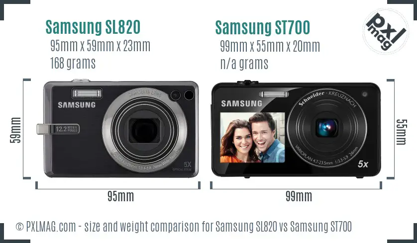 Samsung SL820 vs Samsung ST700 size comparison