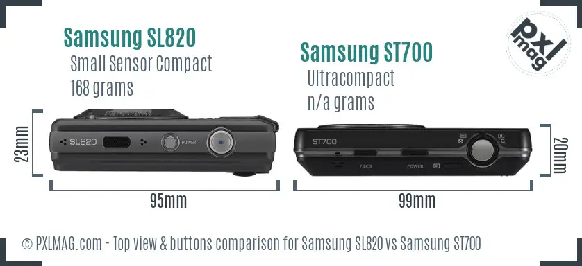 Samsung SL820 vs Samsung ST700 top view buttons comparison