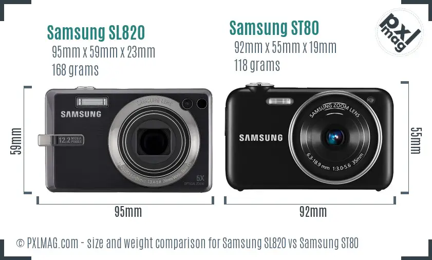 Samsung SL820 vs Samsung ST80 size comparison