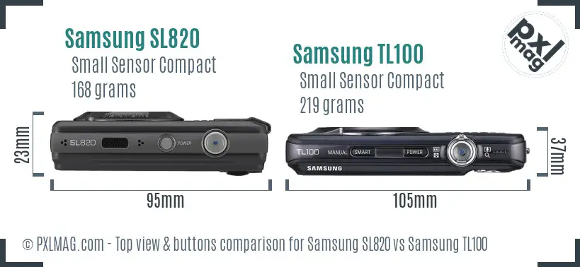 Samsung SL820 vs Samsung TL100 top view buttons comparison