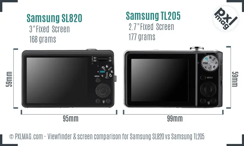 Samsung SL820 vs Samsung TL205 Screen and Viewfinder comparison