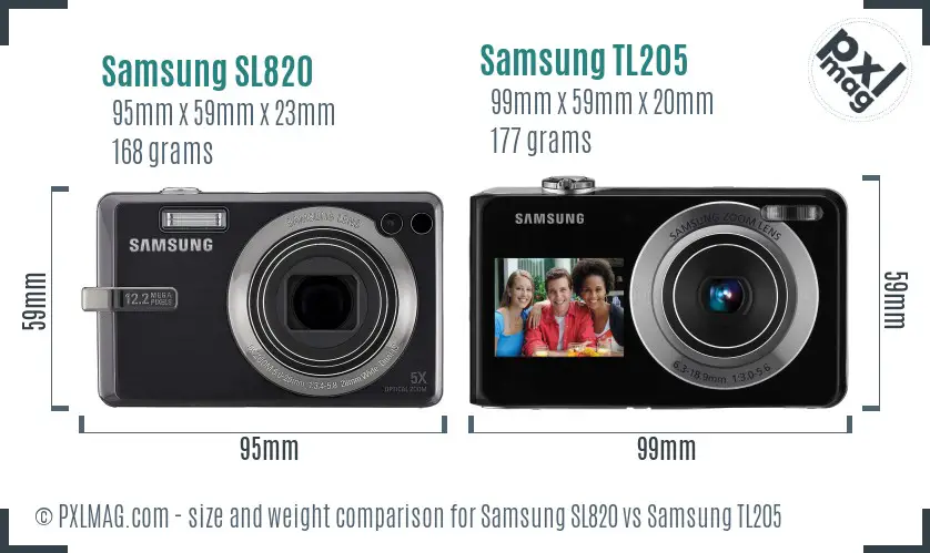 Samsung SL820 vs Samsung TL205 size comparison
