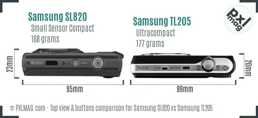 Samsung SL820 vs Samsung TL205 top view buttons comparison