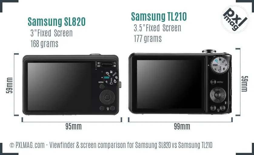 Samsung SL820 vs Samsung TL210 Screen and Viewfinder comparison