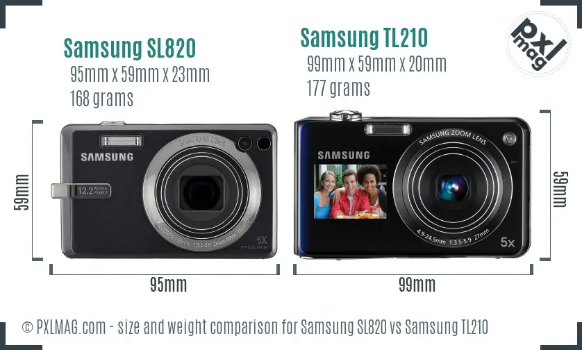 Samsung SL820 vs Samsung TL210 size comparison