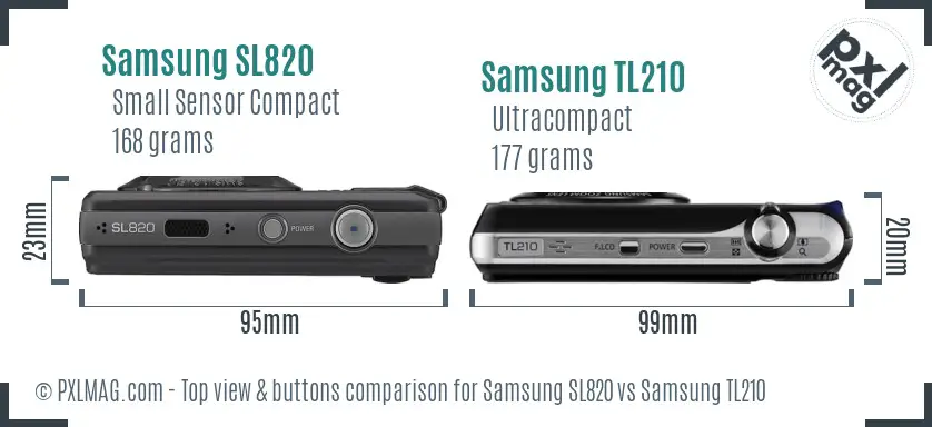 Samsung SL820 vs Samsung TL210 top view buttons comparison