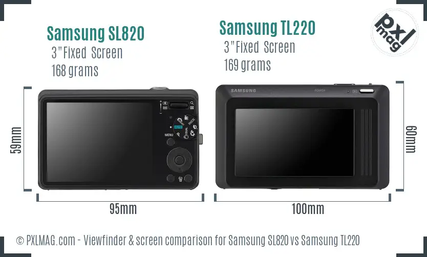 Samsung SL820 vs Samsung TL220 Screen and Viewfinder comparison