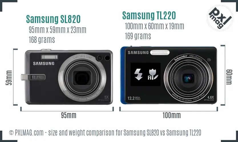 Samsung SL820 vs Samsung TL220 size comparison