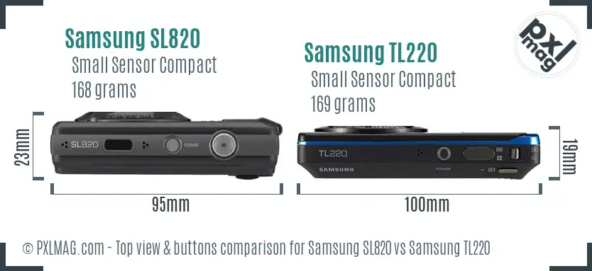 Samsung SL820 vs Samsung TL220 top view buttons comparison