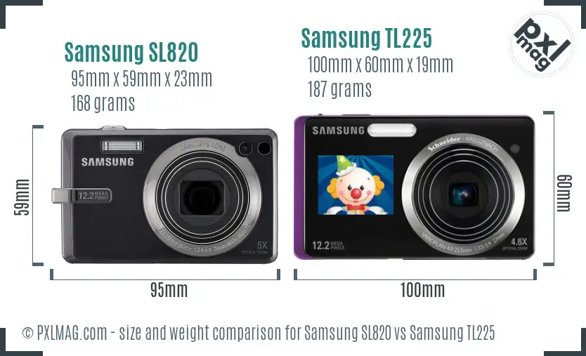 Samsung SL820 vs Samsung TL225 size comparison