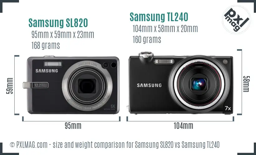 Samsung SL820 vs Samsung TL240 size comparison