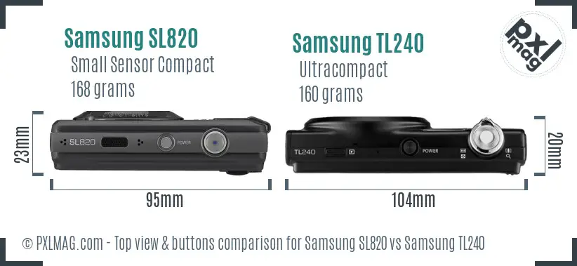 Samsung SL820 vs Samsung TL240 top view buttons comparison