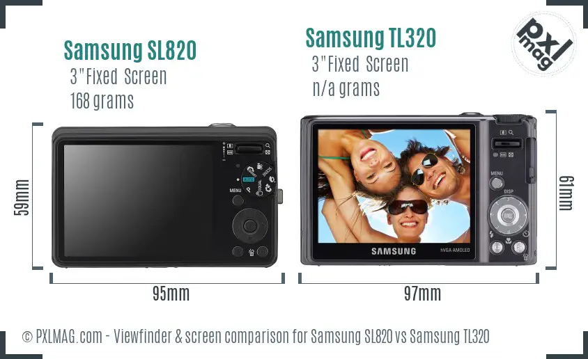 Samsung SL820 vs Samsung TL320 Screen and Viewfinder comparison