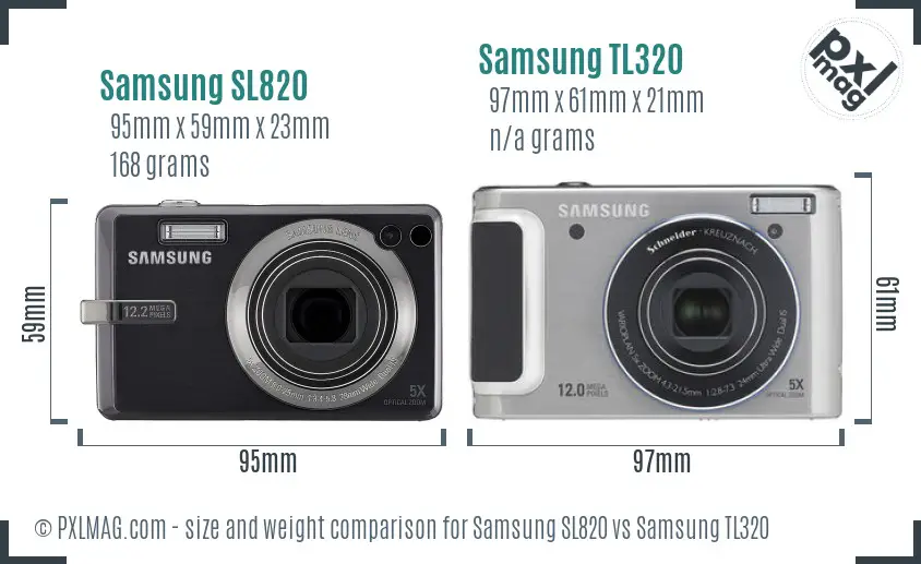 Samsung SL820 vs Samsung TL320 size comparison