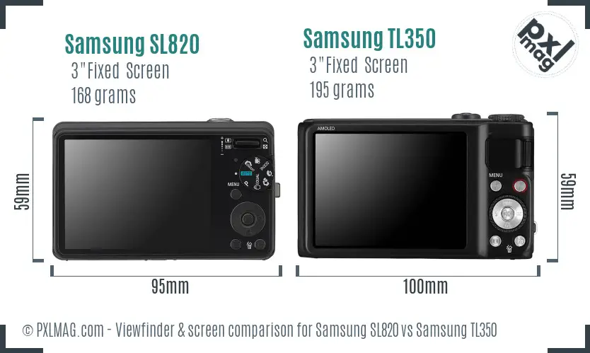Samsung SL820 vs Samsung TL350 Screen and Viewfinder comparison