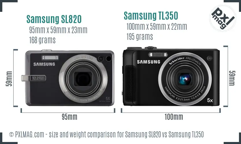 Samsung SL820 vs Samsung TL350 size comparison