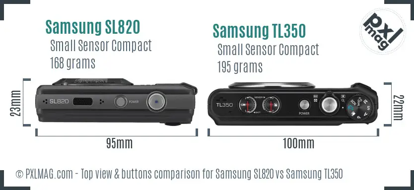 Samsung SL820 vs Samsung TL350 top view buttons comparison