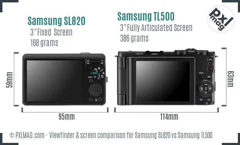 Samsung SL820 vs Samsung TL500 Screen and Viewfinder comparison