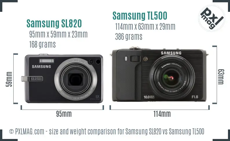 Samsung SL820 vs Samsung TL500 size comparison