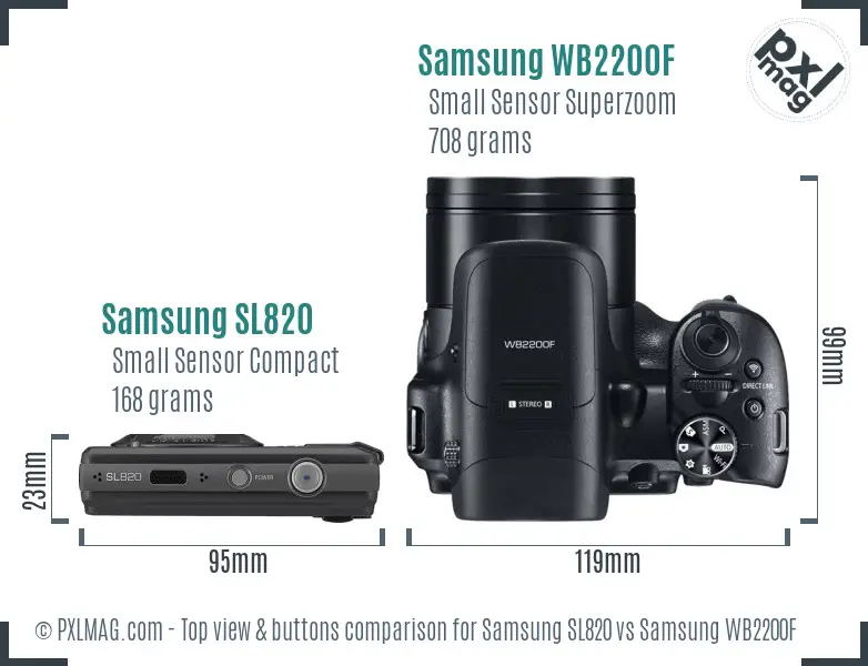Samsung SL820 vs Samsung WB2200F top view buttons comparison