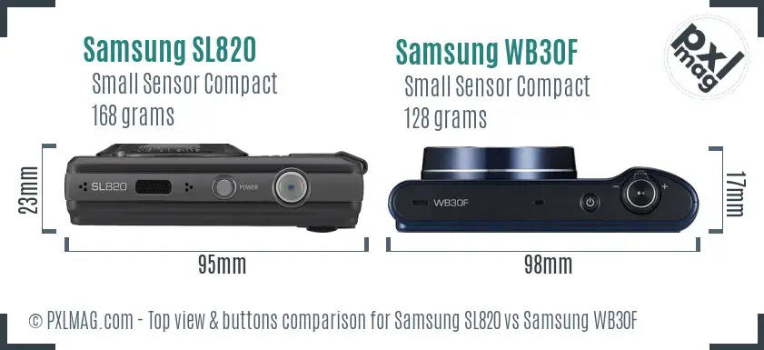 Samsung SL820 vs Samsung WB30F top view buttons comparison