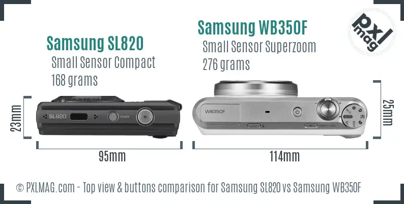 Samsung SL820 vs Samsung WB350F top view buttons comparison