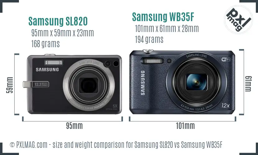 Samsung SL820 vs Samsung WB35F size comparison