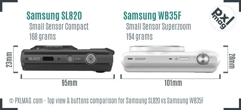 Samsung SL820 vs Samsung WB35F top view buttons comparison