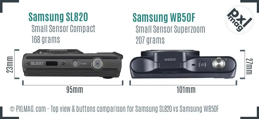 Samsung SL820 vs Samsung WB50F top view buttons comparison