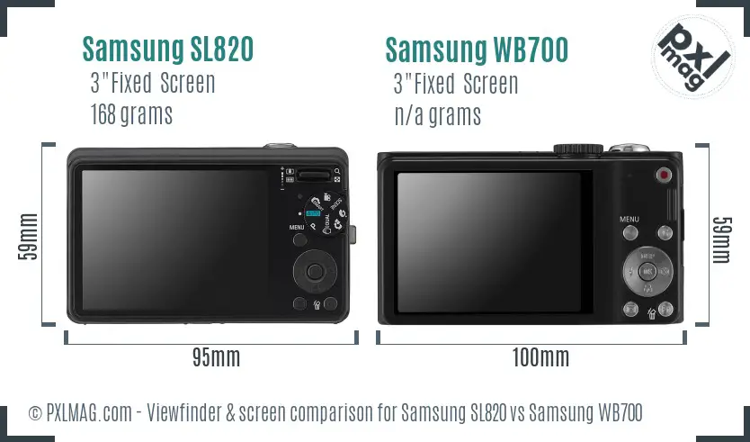 Samsung SL820 vs Samsung WB700 Screen and Viewfinder comparison