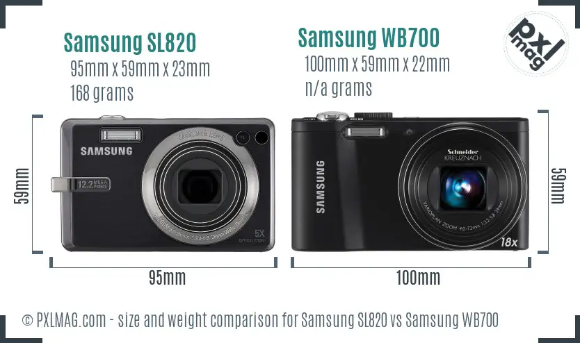 Samsung SL820 vs Samsung WB700 size comparison