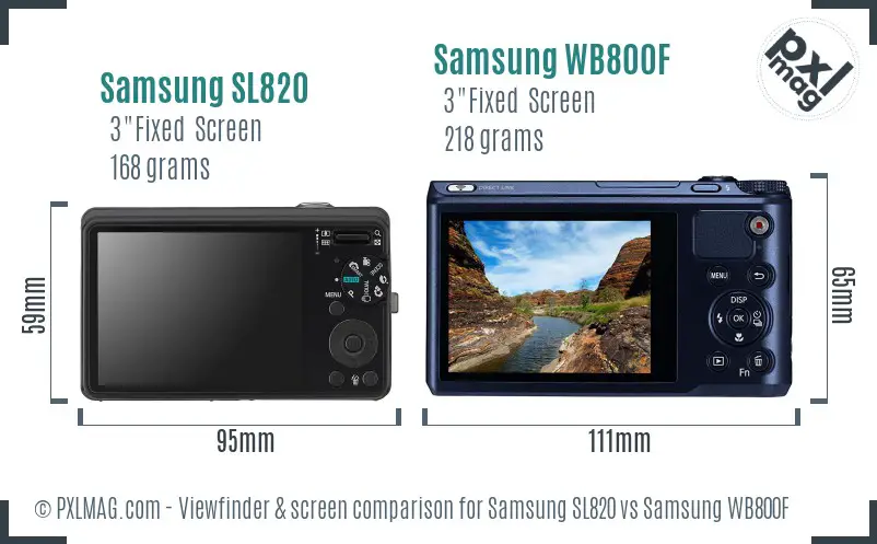 Samsung SL820 vs Samsung WB800F Screen and Viewfinder comparison