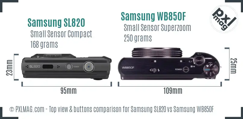 Samsung SL820 vs Samsung WB850F top view buttons comparison