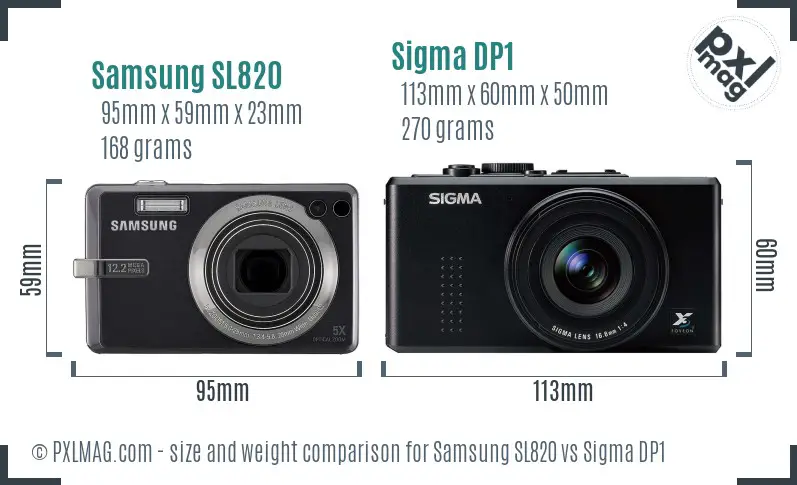 Samsung SL820 vs Sigma DP1 size comparison