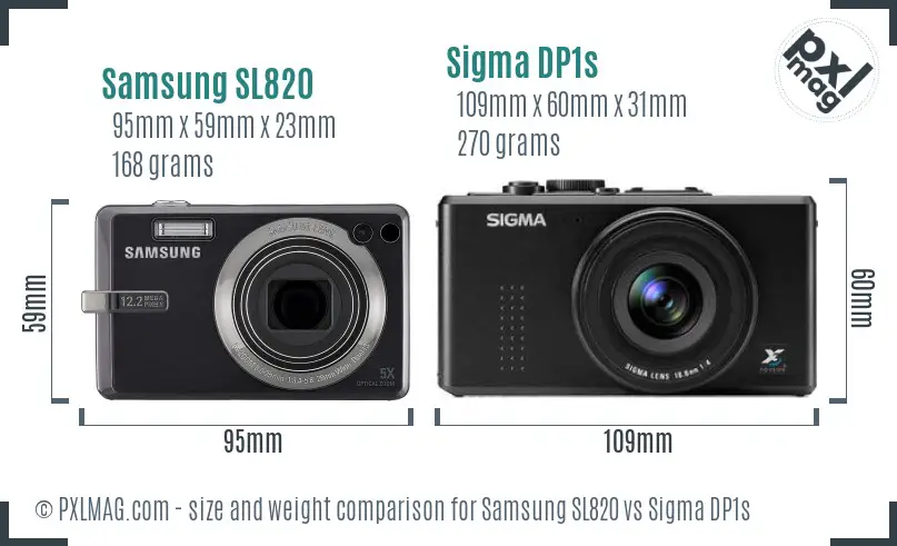 Samsung SL820 vs Sigma DP1s size comparison