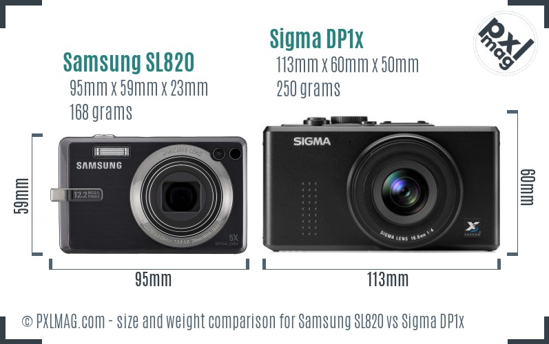 Samsung SL820 vs Sigma DP1x size comparison
