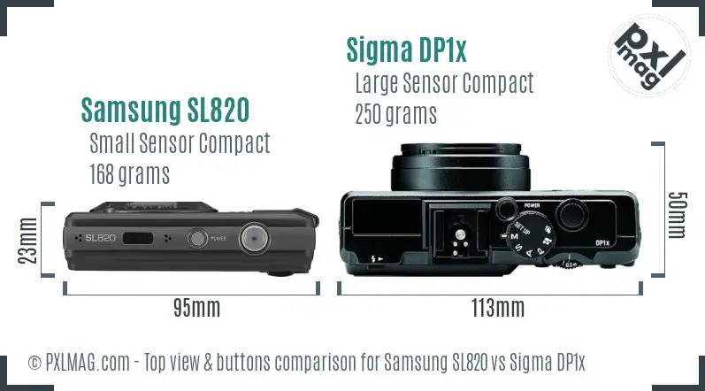 Samsung SL820 vs Sigma DP1x top view buttons comparison