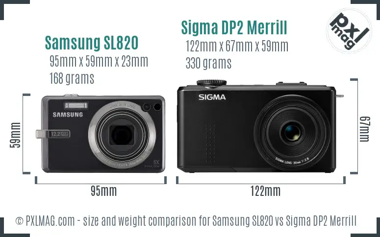 Samsung SL820 vs Sigma DP2 Merrill size comparison