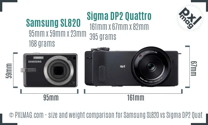 Samsung SL820 vs Sigma DP2 Quattro size comparison