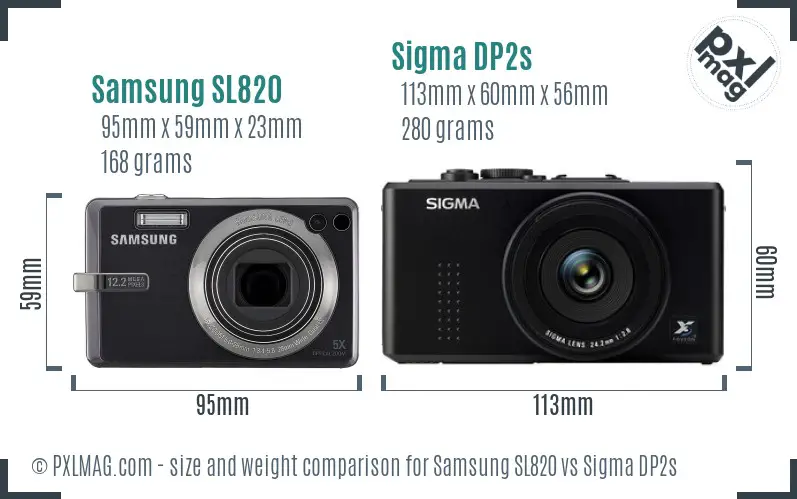Samsung SL820 vs Sigma DP2s size comparison