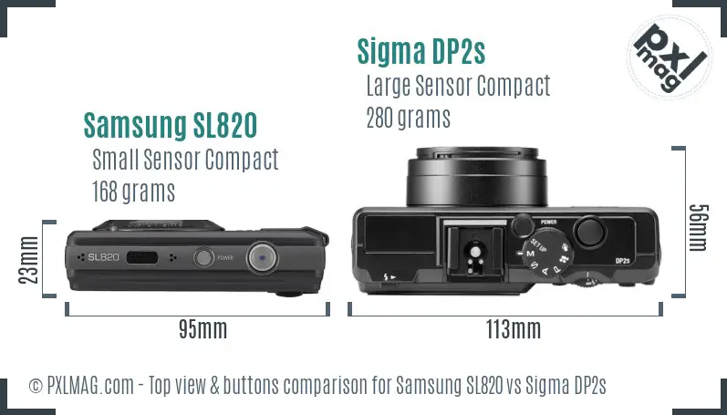 Samsung SL820 vs Sigma DP2s top view buttons comparison