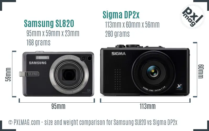 Samsung SL820 vs Sigma DP2x size comparison