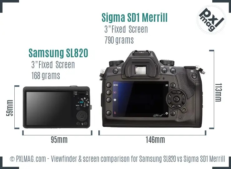 Samsung SL820 vs Sigma SD1 Merrill Screen and Viewfinder comparison